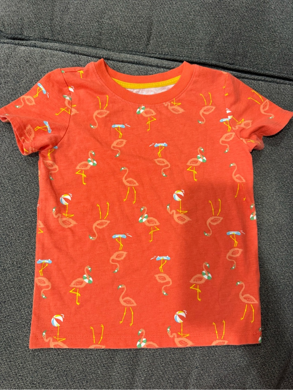 Cat & Jack Coral Orange Flamingo Short Sleeve Tee